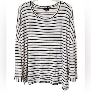 Lumiere Medium Black and White Striped Long Sleeve Top